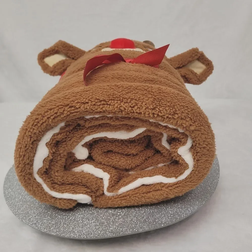 Snowpinions Rudolph the Red Nosed Reindeer Throw Blanket Portable Handle New OOS